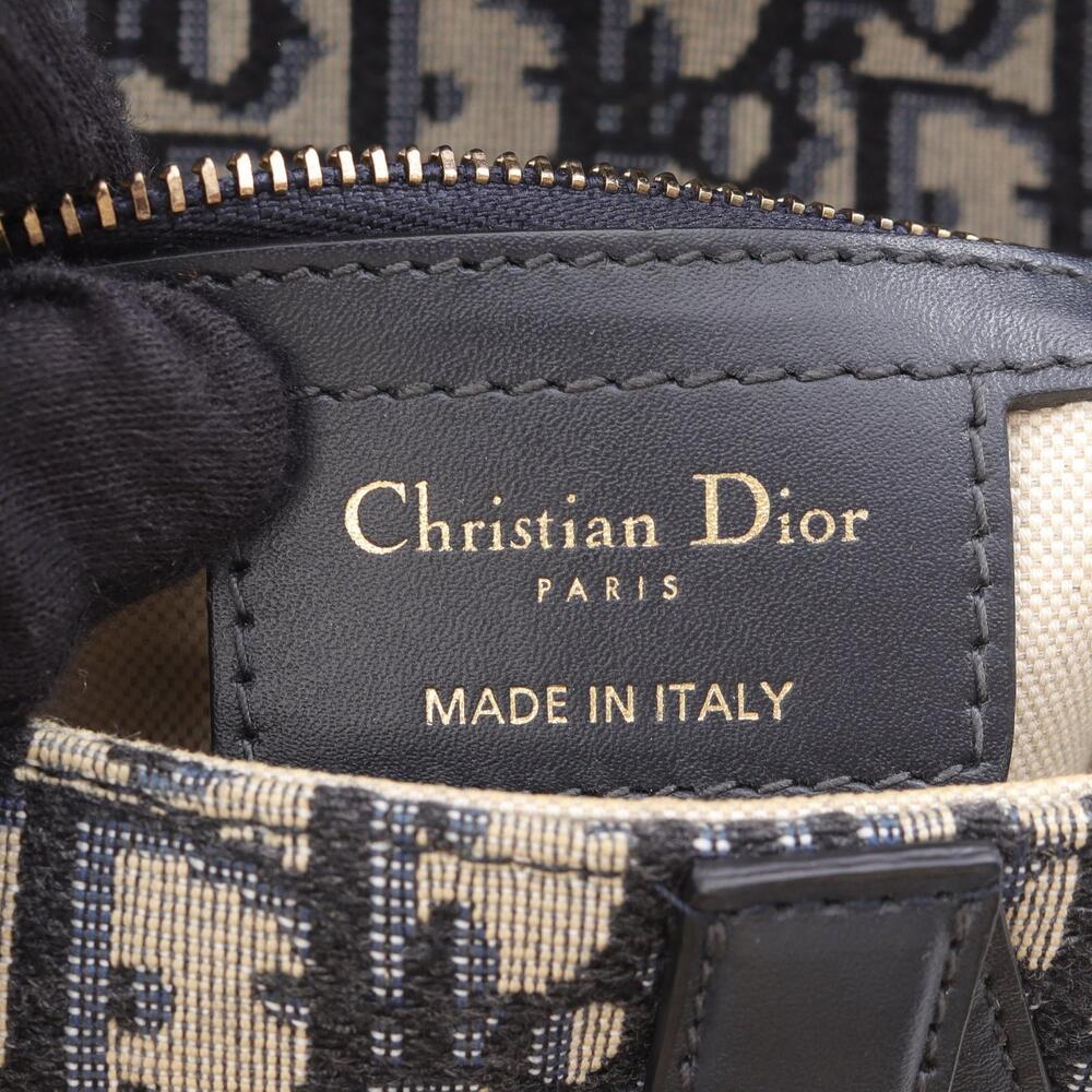 Dior Saddle Bag Oblique Jacquard Canvas Leather Handbag Ivory White Navy Blue - Picture 4 of 9